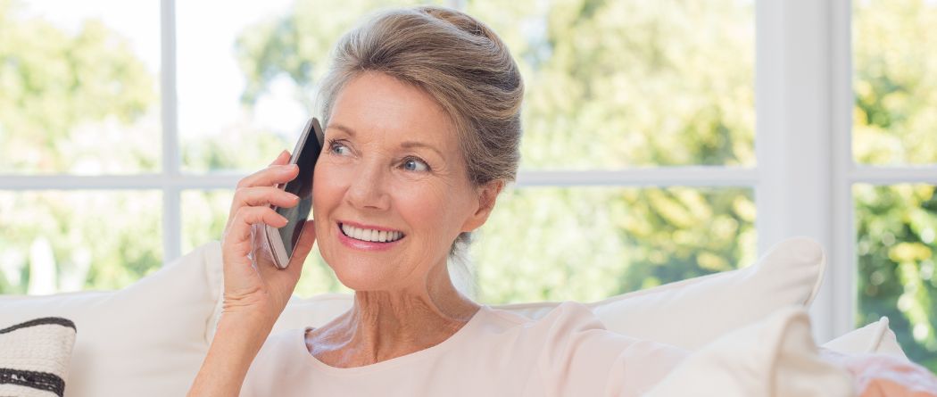 older woman on cell phone