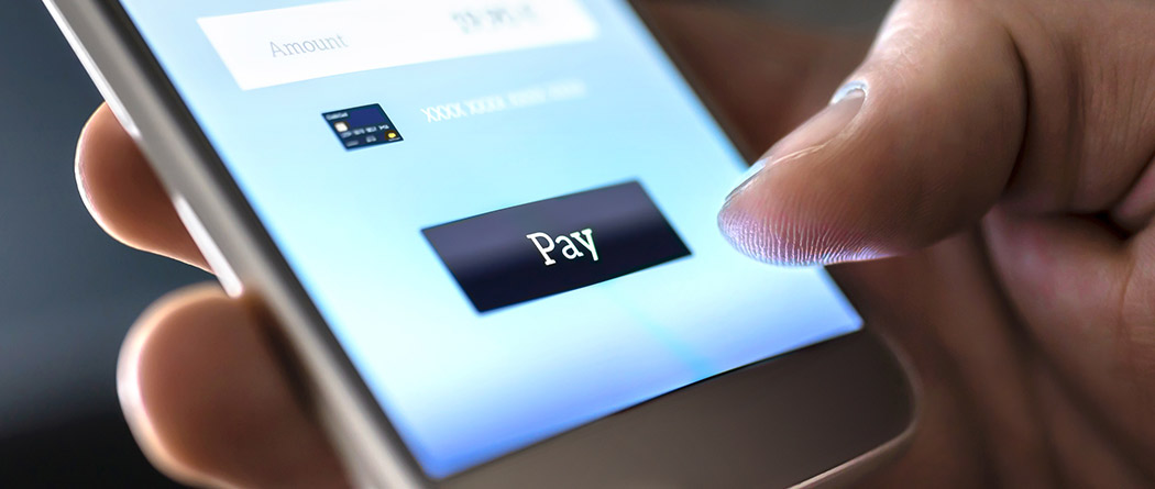 Person using mobile app to make a payment.